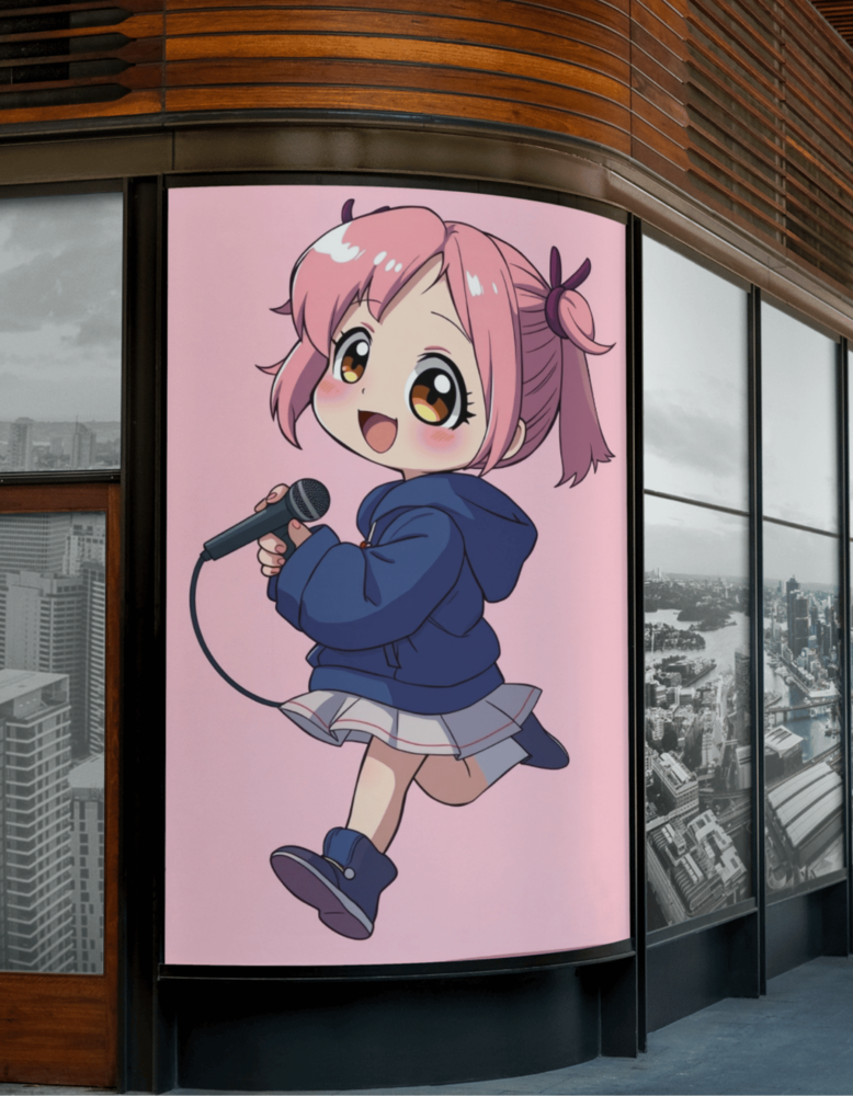 LIRIX Cyberpunk AI Singer Chibi Collection Poster Beyond the Shadows Wall Art